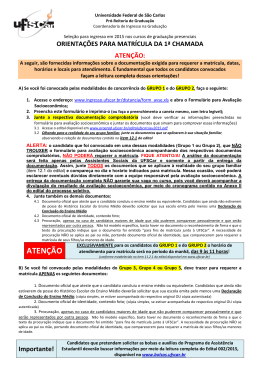 resultado da 1ª chamada do SiSU - Universidade Federal de São