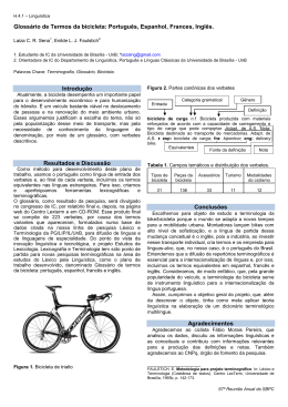 gloss&aacute;rio de termos da bicicleta: portugu&ecirc;s, espanhol, frances, ingl&ecirc;s.