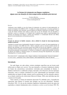 As formas de tratamento nas l&iacute;nguas rom&acirc;nicas: alguns