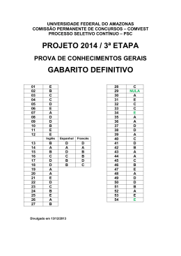 PROJETO 2014 / 3ª ETAPA GABARITO DEFINITIVO