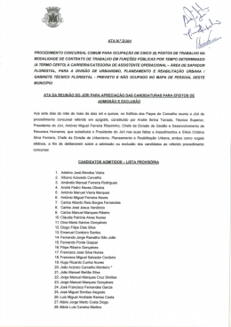Ata n.&ordm; 2 da reuni&atilde;o do J&uacute;ri para aprecia&ccedil;&atilde;o das candidaturas para