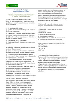 Divis&atilde;o Celular - Mitose - Exerc&iacute;cios