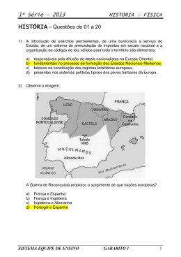 1&ordf; S&eacute;rie &ndash; 2013 HIST&Oacute;RIA - F&Iacute;SICA HIST&Oacute;RIA &ndash; Quest&otilde;es de 01 a 20