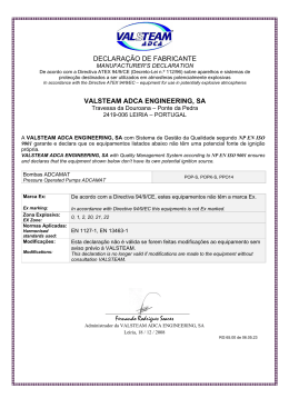 DECLARA&Ccedil;&Atilde;O DE FABRICANTE VALSTEAM ADCA