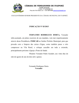 Indicação nº 83/2015 - Câmara Municipal de Ivaiporã