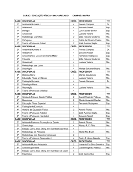 CURSO: EDUCAÇÃO FÍSICA - BACHARELADO CAMPUS: MAFRA