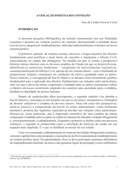A VIOLA&Ccedil;&Atilde;O POSITIVA DO CONTRATO* Ana da Cunha