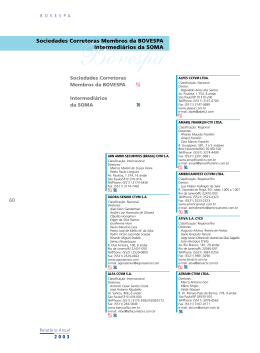 60 Sociedades Corretoras Membros da BOVESPA Intermedi&aacute;rios