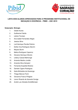 lista dos alunos aprovados para o programa institucional de