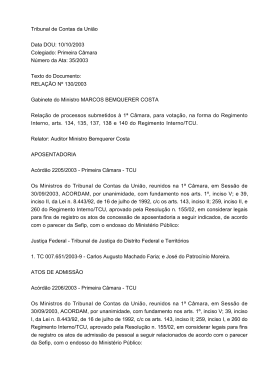 Primeira C&acirc;mara - Tribunal de Contas da Uni&atilde;o