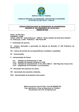 SESSÃO ORDINÁRIA nº 266 de 10/05/2011 (Arquivo em - Crea-SP