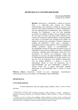 democracia e governabilidade - Revistas Eletr&ocirc;nicas da Toledo