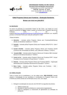 Edital Ci&ecirc;ncia sem Fronteiras &ndash; Bolsas com in&iacute;cio em Janeiro/2013