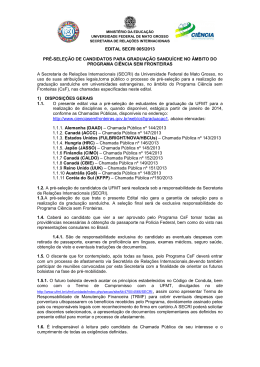 EDITAL SECRI 005/2013 PR&Eacute;-SELE&Ccedil;&Atilde;O DE CANDIDATOS