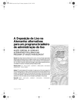 A Deposi&ccedil;&atilde;o de Lixo na Alemanha: alternativas para um