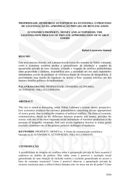 PROPRIEDADE, DINHEIRO E AUTOPOIESE DA