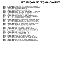 DESCRI&Ccedil;&Atilde;O DE PE&Ccedil;AS &ndash; VALMET