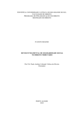 Dever fundamental de solidariedade social no direito tribut&aacute;rio