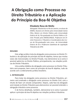 A Obriga&ccedil;&atilde;o como Processo no Direito Tribut&aacute;rio e a