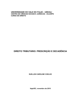 DIREITO TRIBUTÁRIO: PRESCRIÇÃO E DECADÊNCIA