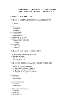 Direito Tribut&aacute;rio Municipal