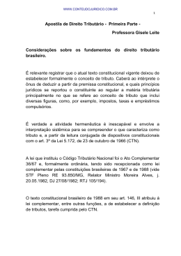 Apostila de Direito Tribut&aacute;rio - Primeira Parte