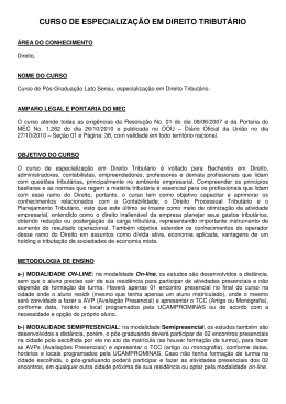 CURSO DE ESPECIALIZA&Ccedil;&Atilde;O EM DIREITO TRIBUT&Aacute;RIO