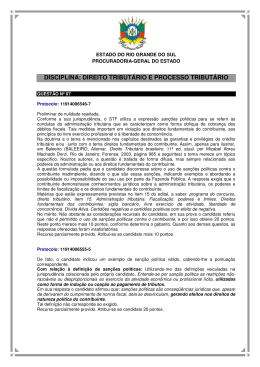 DISCIPLINA: DIREITO TRIBUT&Aacute;RIO E PROCESSO