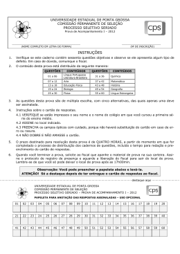Prova PSS UEPG 2012 - CPS - Universidade Estadual de Ponta