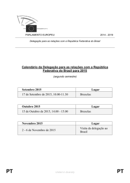 Calendário da Delegação para as relações com a República