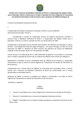 Acordo firmado entre o Governo do Brasil e a Organiza&ccedil;&atilde;o