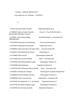 Unicamp Vestibular Nacional 2014 Convocados em 3a. Chamada