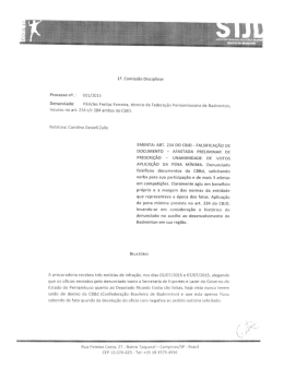 Processo n&ordm; 001/2015 - Confedera&ccedil;&atilde;o Brasileira de Badminton