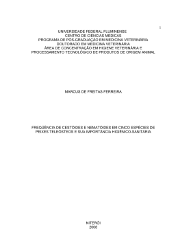 freq&uuml;&ecirc;ncia de cest&oacute;ides e nemat&oacute;ides em cinco esp&eacute;cies de peixes