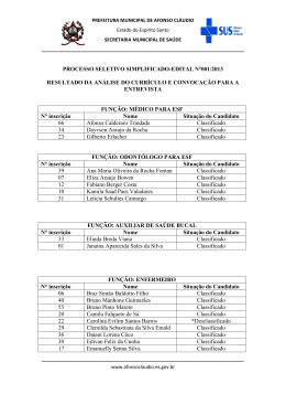 resultado da an&aacute;lise do curr&iacute;culo e convoca&ccedil;&atilde;o para a entrevista