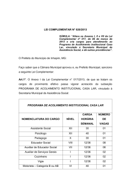 Lei Complementar n&ordm;20 - Altera Anexos da Lei Complementar n&ordm;17