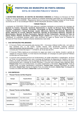 Edital de abertura - Prefeitura Municipal de Ponta Grossa