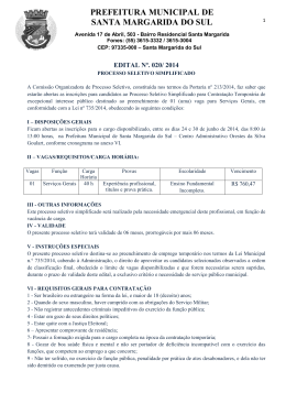 Edital 020/2014 Processo Seletivo serviços gerais