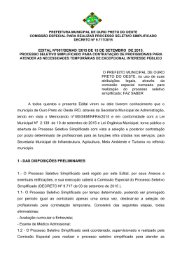 EDITAL 07 PROCESSO SELETIVO - prefeitura de ouro preto do oeste