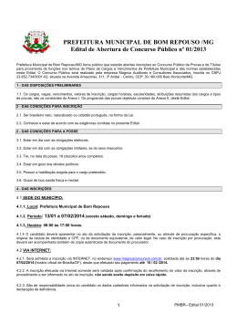 PREFEITURA MUNICIPAL DE BOM REPOUSO /MG Edital de