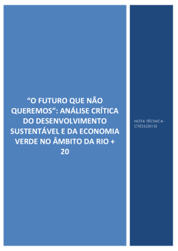 &ldquo;o futuro que n&atilde;o queremos&rdquo;: an&aacute;lise cr&iacute;tica do desenvolvimento