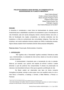 PROJETOS DESENVOLVIDOS EM PROL DA CONSERVA&Ccedil;&Atilde;O DA
