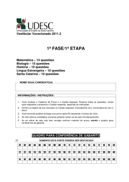 Prova Objetiva - 1&ordf; Fase - Manh&atilde;
