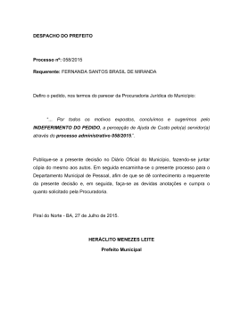 Despacho do Prefeito Processo nº 058/2015.