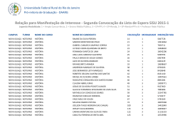 Segunda Convoca&ccedil;&atilde;o da Lista de Espera SiSU 2015-1