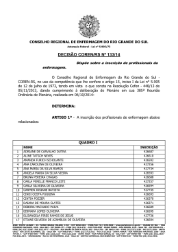 Decis&atilde;o COREN-RS n&ordm; 133/2014
