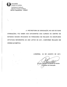 Edital 075/2011 - Resultado das disciplinas optativas