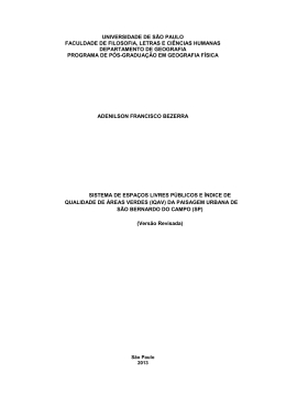 Sistema de espaços livres públicos e índice de qualidade de áreas