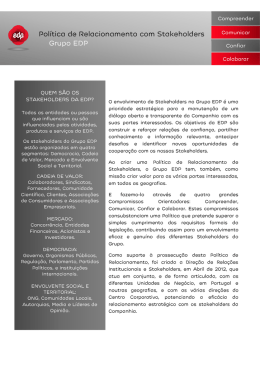 Política de Relacionamento com Stakeholders do Grupo EDP