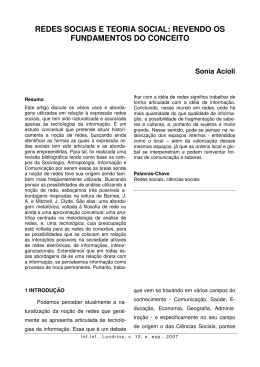 redes sociais e teoria social: revendo os fundamentos do